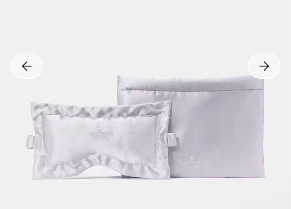 NWT Kate Spade Pale Amethyst Faux Silk Eye Mask and Pouch Set Lavender
